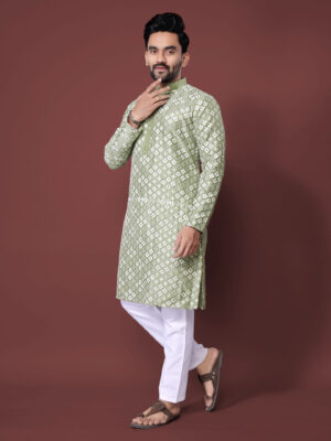 Mint Chikankari Kurta Pajama