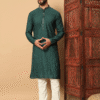 Jacquard Green Kurta Pajama