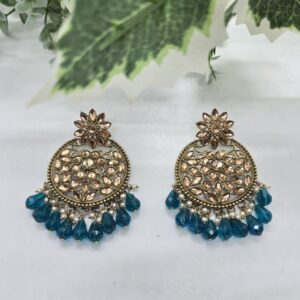 Teal Colour Pearl Earrings