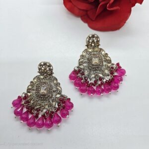 Golden With Pink Pearl Earrings