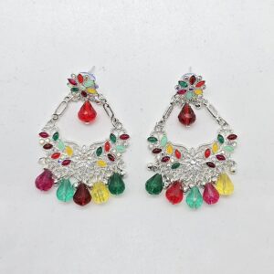 Silver Multi-colour Pearl Earrings