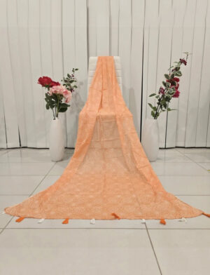 Printed Floral Peach Dupatta