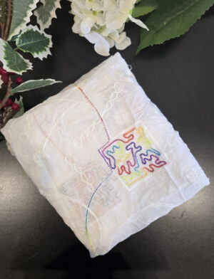 White with Colourful Embroidery Dupatta