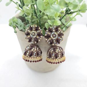 Maroon Beads Earrings Woman
