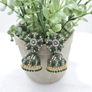 Green Beads Earrings Woman