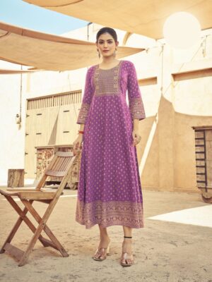 Printed and Embroidered Anarkali kurti
