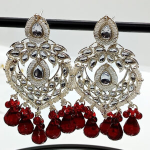 Fancy Kundan Earring - Maroon