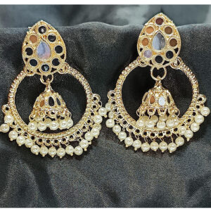 Golden Kundan Jhumka Earrings