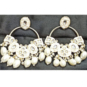 White Beads Jhumka Earrings
