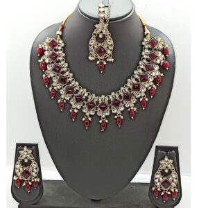Maroon Stone Necklace Set