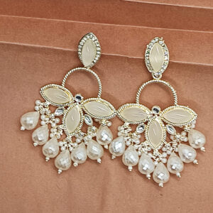 Gold Plated White Kundan Earrings