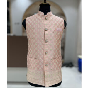 Jacqurd Pink Nehru Jacket