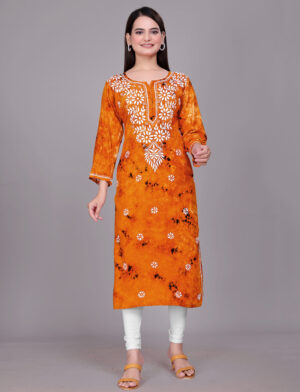 Yellow Lucknowi Embroidered Kurti