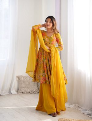 Yellow Floral Palazzo Suit