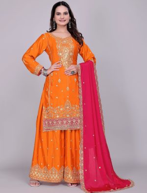 Heavy Embroidery Palazzo Suit