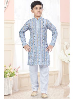 Blue Printed kurta Pajama