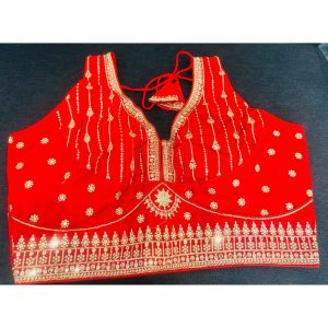 Red Full Embroidery Silk Blouse