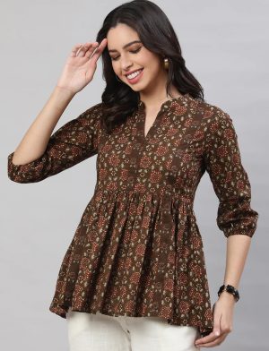 Brown Short Cotton Top