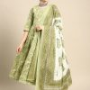 Green Floral Printed Anarkali Set