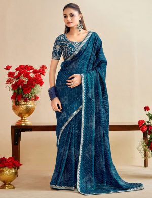Bandhani Saree With Embroidered Blouse