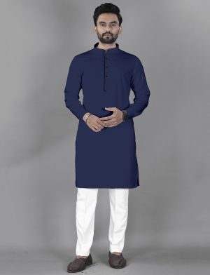 Ban Collar Blue Kurta Pajama