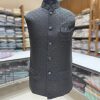 Black Jacquard Nehru Jacket Mens