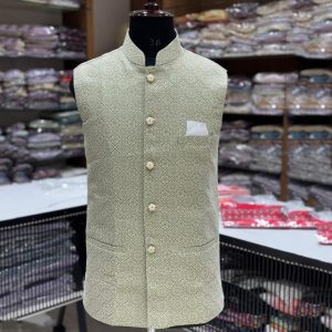 Mint Jacquard Nehru Jacket
