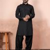 Rayon Black Pathani Kurta Pajama